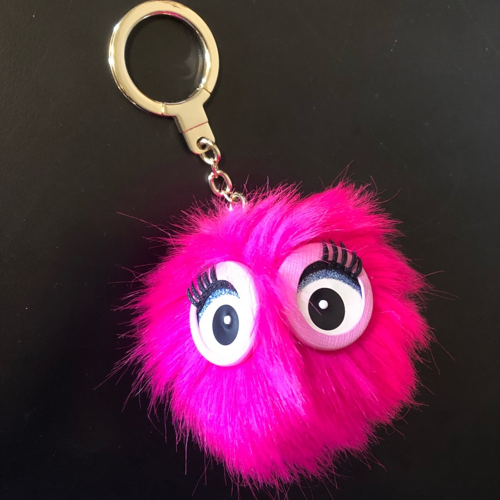 NWOT KateSpade Pink Monster Poof Keychain